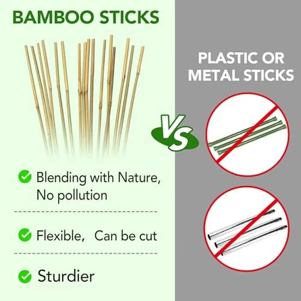 60-Pack 4ft Bamboo Plant Stakes and Supports - Garden Support Stakes for Climbing Plants, Tomatoes, Indoor & Outdoor Plants