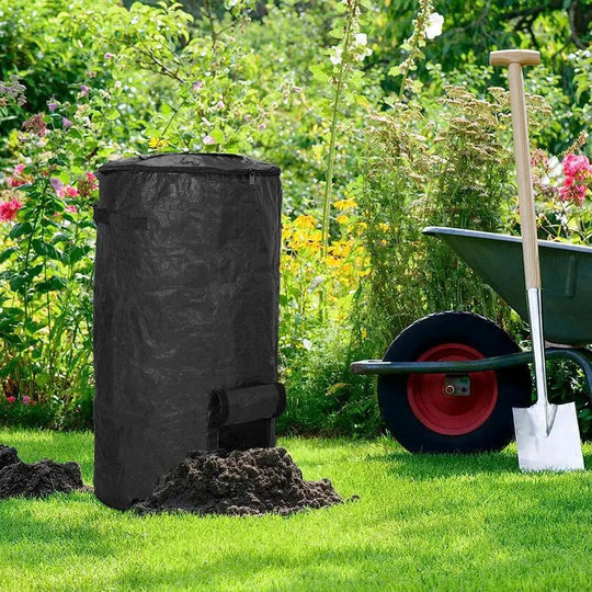 34 Gallon Collapsible Garden Compost Bag with Lid - Organic Waste Collector for Yard, Compostable and Durable Ferment Sacks