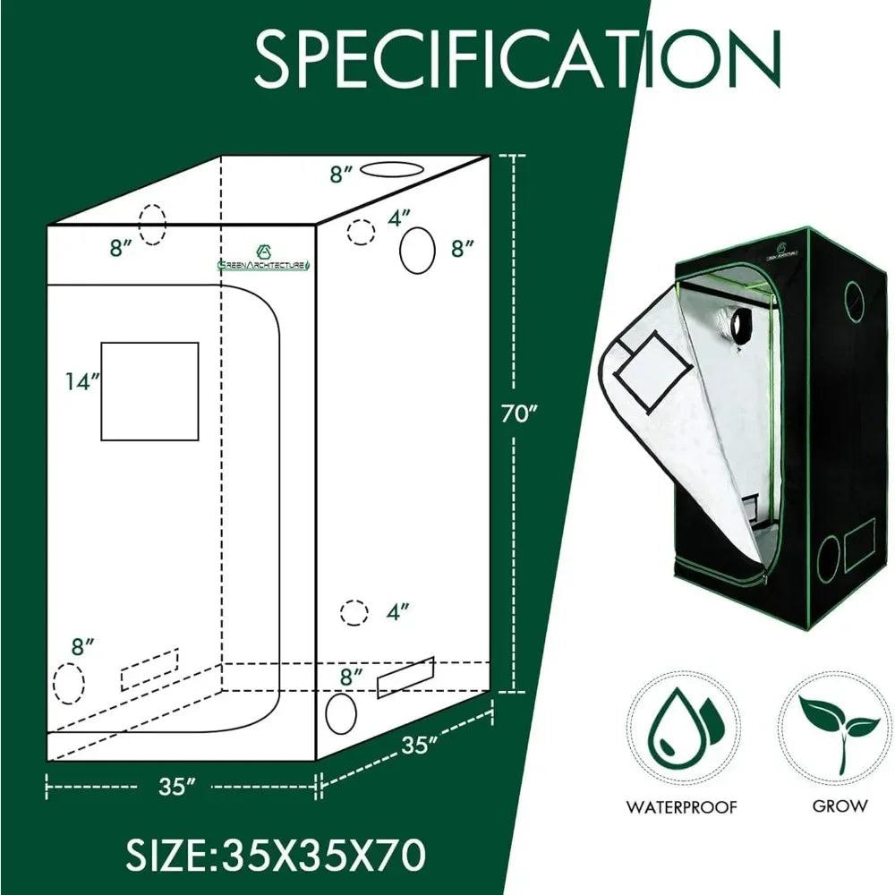 High-Quality Grow Tent - 35x35x70-Inch with Reflective Mylar, Upgraded Accessories, and Easy Installation