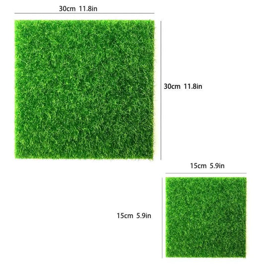 Artificial Lawn Grass Turf - Fake Grass Rolls for Simulation | Patio & Backyard | Synthetic Turf for Sale | 11.8"x11.8" & 5.9"x5.9" Green Mats