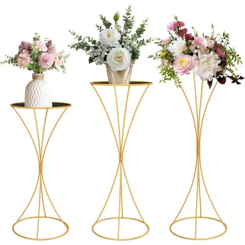 Gold Metal Planter Pedestal Stand - Tall Round Cylinder Plant Stand for Large Plants & Events