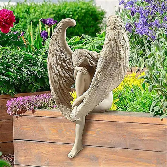 Weeping Angel Statue for Garden Decor - Resin Angel Figurine Sculpture for Home and Yard