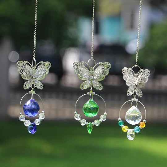 Crystal Butterfly Sun Catchers with Prism Hanging Pendant for Window - Butterfly Suncatcher Crystals, Rainbow Maker Decor for Garden, Yard, and Home