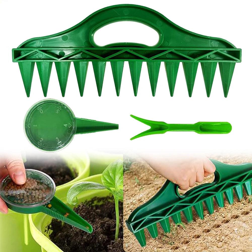 3Pcs/Set Garden Seeder Seed Planter Tool with Adjustable 12 Holes Seed Dispenser for Garden Seeding