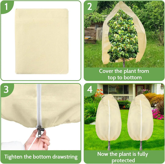 1PC Winter Plant Cover - Frost Protection, Anti-Freezing, Tear-Resistant Garden Cover with Drawstring Zipper Design