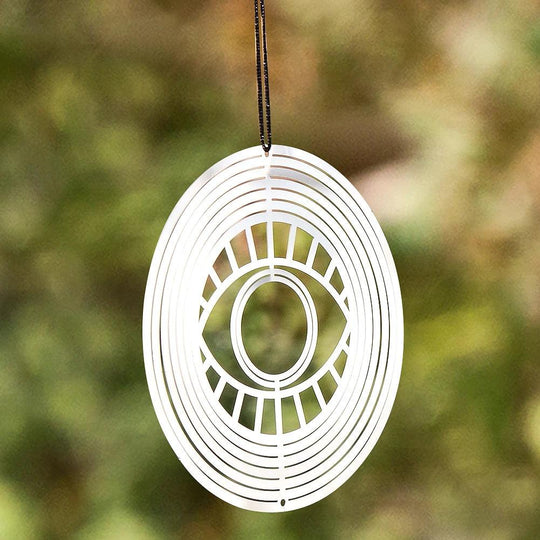 Metal Wind Spinner 3D Mirror Reflection - Stainless Steel Turkish Devil Eye Yard & Garden Decor, Hanging Windchime