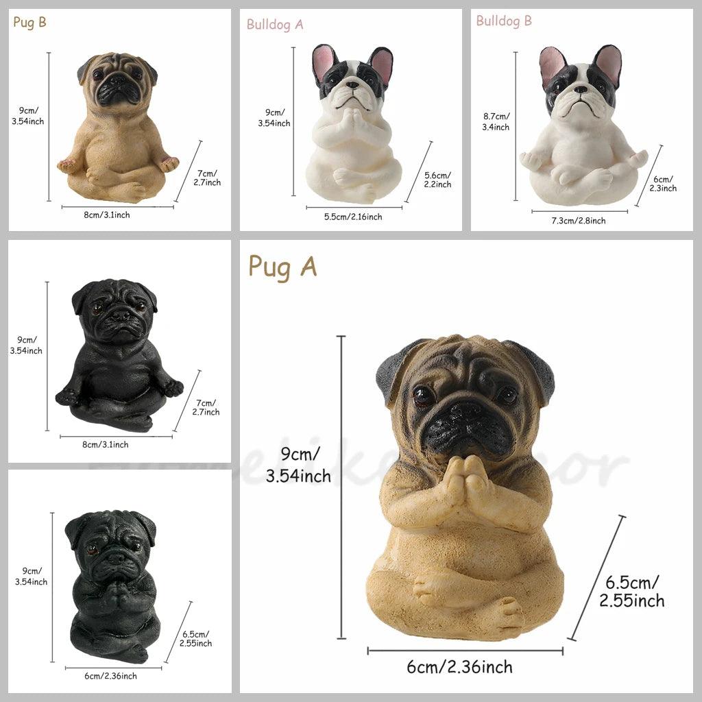 Resin Pug Dog Garden Statue Figurine - Meditating Zen Yoga Pug Outdoor Statue for Lawn & Patio