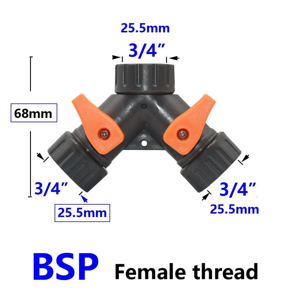 1/2 3/4 Thread 2-Way Garden Hose Splitter | Adjustable Y Splitter for Watering Fittings & Fauc