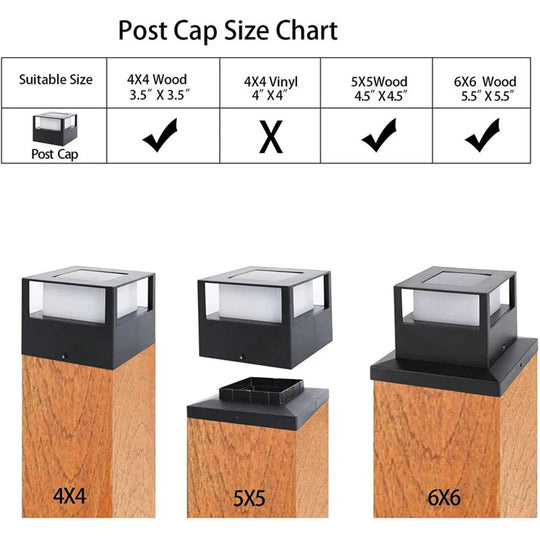 Solar Deck Post Lights - IP54 Waterproof LED Post Cap Lights for Outdoor Fence and Patio Lighting - Set of 1/2/4 pcs