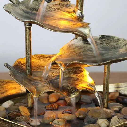 Small Tabletop Fountain | Soothing Indoor Waterfall with Lotus Leaf Design | Electric Pump & LED Lights | Ideal for Home, Office, Living Room Decor