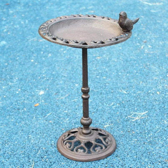 Heavy Duty Bird Feeder Pole with 15" Height and 8.74" Diameter Tray - Retro Style Iron Bird Feeder Pole for Bird Feed