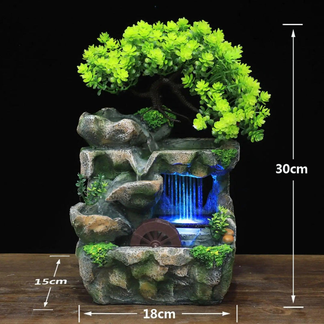 Small Tabletop Water Fountain - 11.81 Inch Resin Indoor Table Top Waterfall Fountain Decor with Automatic Pump for Tabletop, Living Room, Bedroom