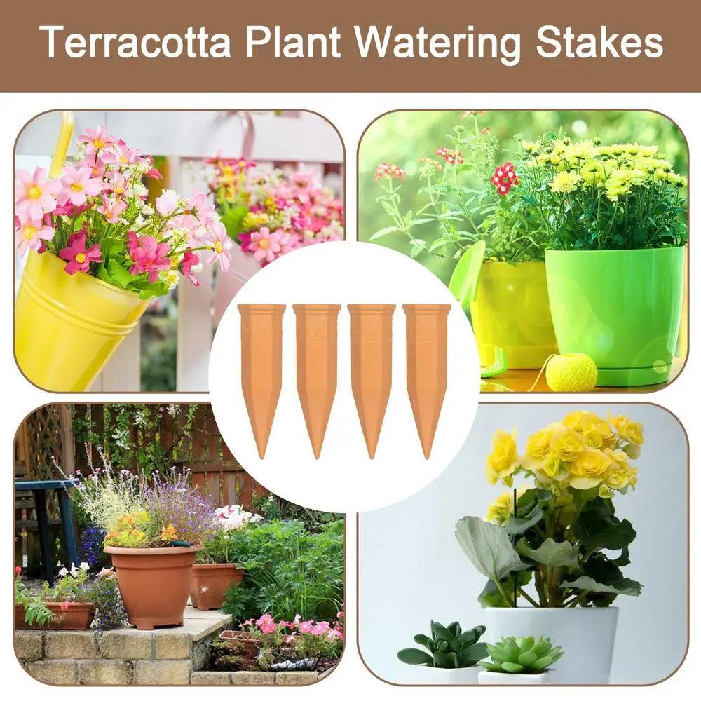 4PCS Automatic Plant watering Stake - Terracotta flowerpot Dripper Home Garden Flower Plants Drip Irrigation Watering Devices