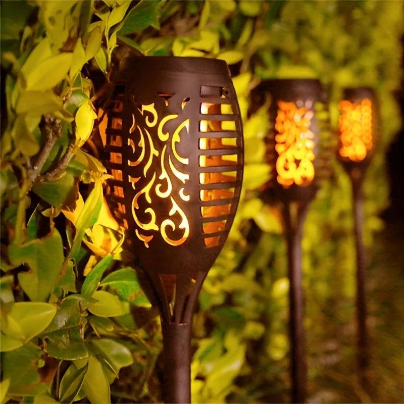 12 Led Solar LED Pathway Lights - Outdoor Waterproof Flame Lamps for Walkway, Driveway, and Garden 1/2/4/8/12pcs