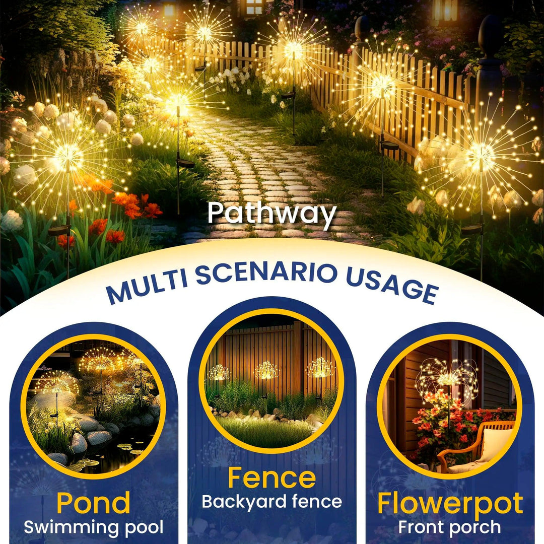 Solar Fireworks Lights Outdoor Garden Decoration - Waterproof Swaying Solar Firefly Lamp