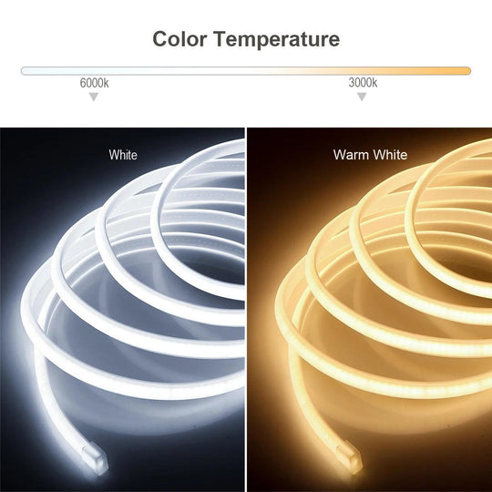 Waterproof Outdoor LED Strip Lights | 120V AC COB LED Tape, 100 LEDs/ft | Flexible Weatherproof Lighting for Patio & Exterior | 10 ft ~ 115 ft