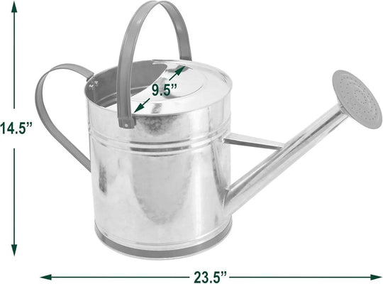 2.6 Gallon Classic Shiny Galvanized Metal Watering Can with Removable Spray Spout, Easy-Pour, suitable for Indoor and Outdoor Gardeing