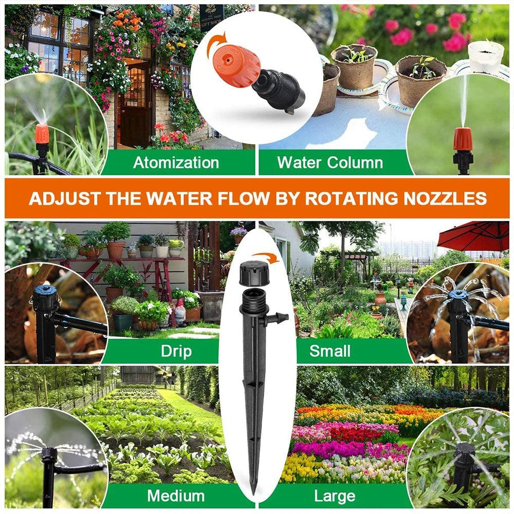 15m Micro Drip Irrigation Kit – Automatic Sprinkler System for Greenhouse, Garden, Orchard & Pots with Adjustable Drippers