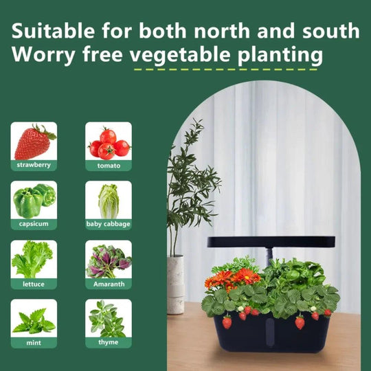 Plant Hydroponic Machine with Lifting Rod – Intelligent Flowerpot with LED Lights for Vegetables, Modern Household Hydroponic System