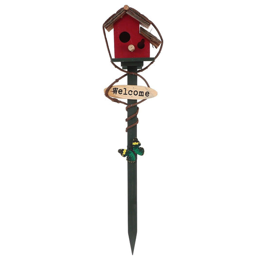 Wooden Birdhouse Kit with Pole - Unique Birdhouses for Outdoor Decor, Standing Feeder, and Garden Lawn Nesting