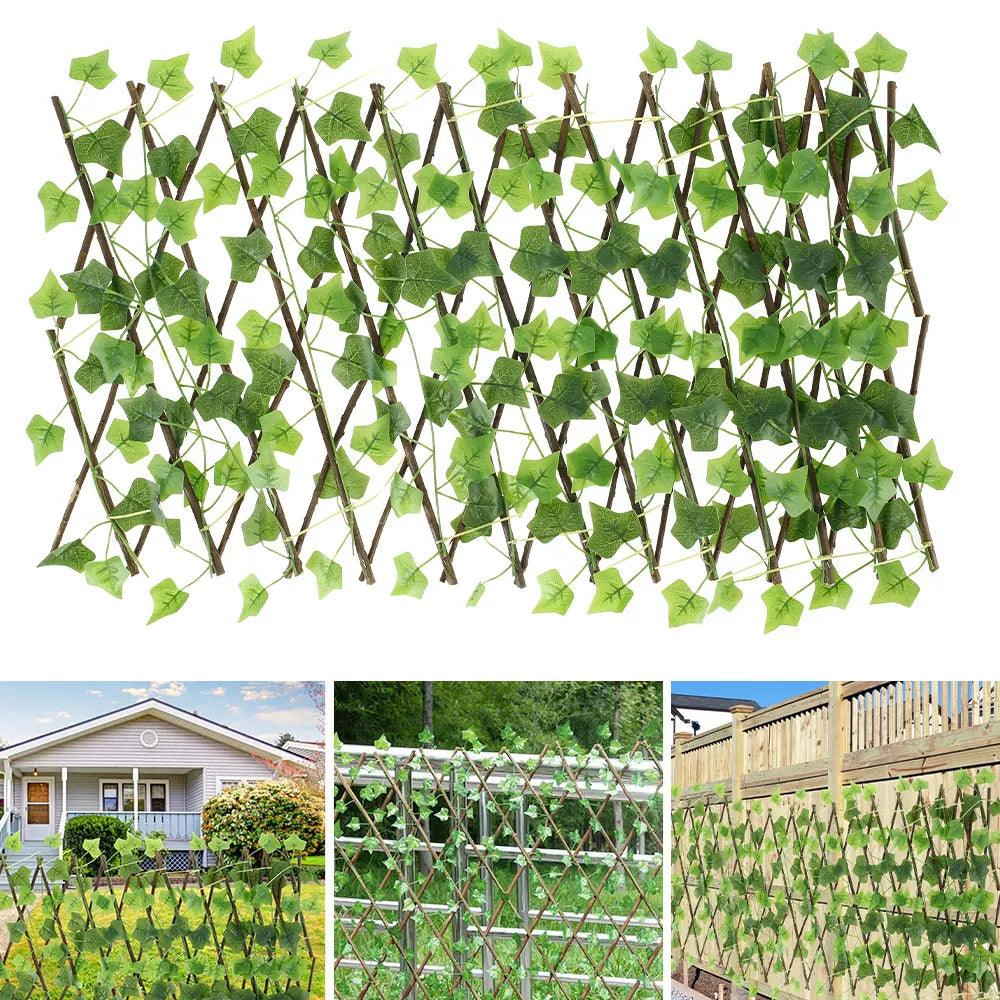 Artificial Leaf Privacy Fence | Expandable Garden Trellis for Privacy & UV Protection | Decorative Wood Panels for Garden, Home, Balcony, Outdoor Use