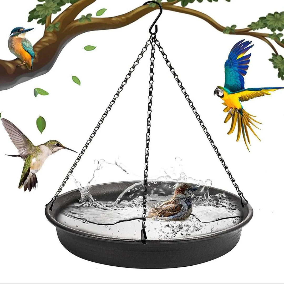 Hanging Bird Feeder and Bath Tray | Outdoor Bird Feeder & Water Bowl | Garden Yard Decoration | Birdbaths for Wild Birds | Bird Feeder with Chain