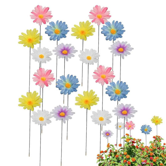 Decorative Garden Stakes - Metal Flower Yard Art, Colorful Outdoor Floral Picks, Daisy Garden Decor, Durable Garden Stakes for Lawn, Pathway, and Yard