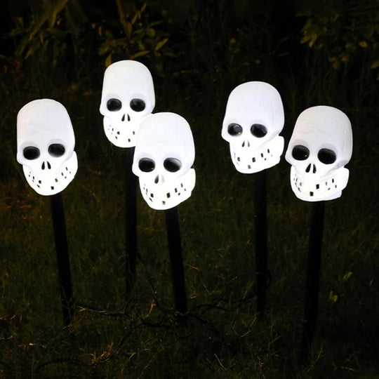 5 LED Halloween Pathway Lights - Solar, LED Pumpkin, Ghost, Skull Decorations for Outdoor Walkway, Yard, and Garden