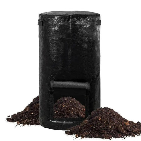 34 Gallon Collapsible Garden Compost Bag with Lid - Organic Waste Collector for Yard, Compostable and Durable Ferment Sacks