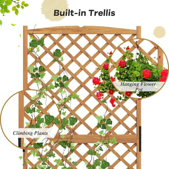 Raised Garden Bed Set of 2 with Trellis, 35.5x17.5x71-inch Planter Box with Removable Bottom Base