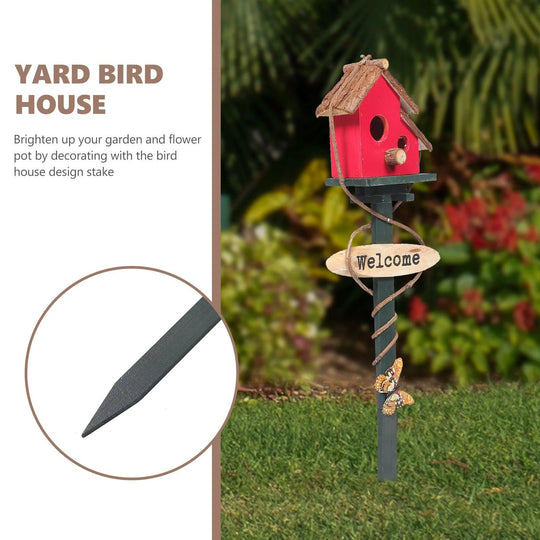 Wooden Birdhouse Kit with Pole - Unique Birdhouses for Outdoor Decor, Standing Feeder, and Garden Lawn Nesting