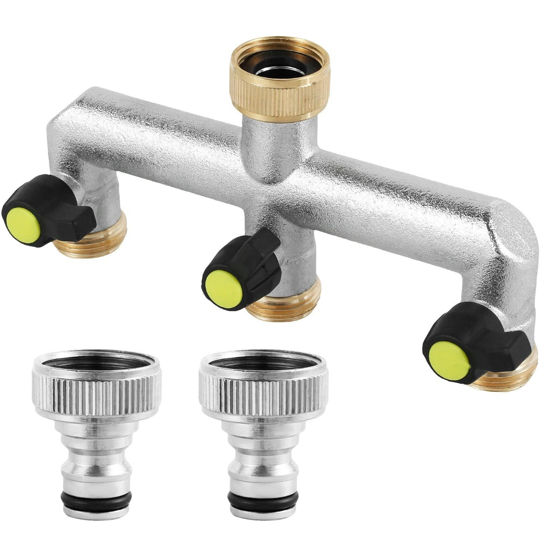 3/4 Inch 2/3 Way Hose Splitter - Garden Water Splitter Faucet Adapter with Valve for Multi-Way Irrigation