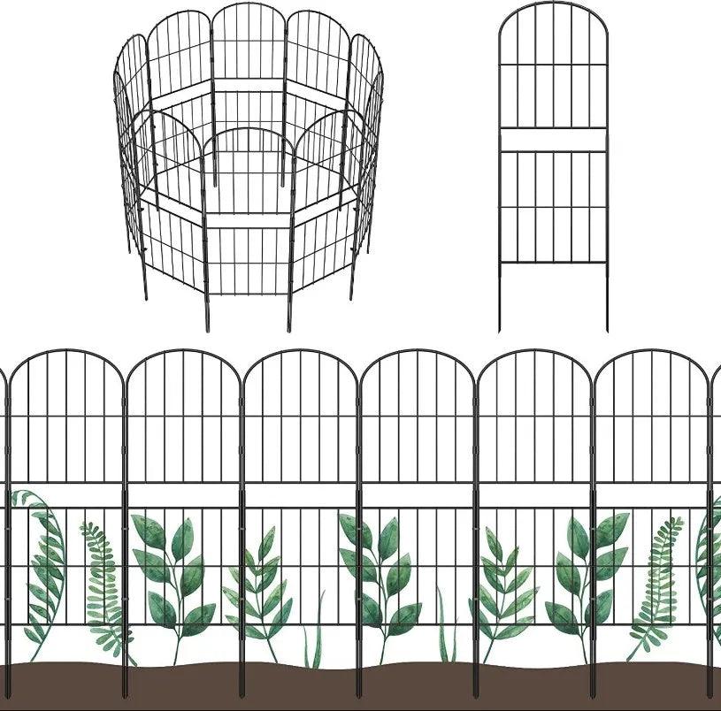 10-Pack Metal Fence Panels 37.5 in (H) x 10 ft (L) | Decorative, Black, Rustproof Wrought Iron, Rod Iron, and Steel Garden Barrier