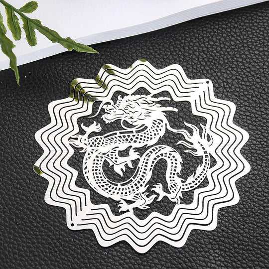 Dragon Sublimation Metal Wind Spinner for Yard - Reflective Garden Spinner - Outdoor Wind Spinners for Lawn and Garden Decor