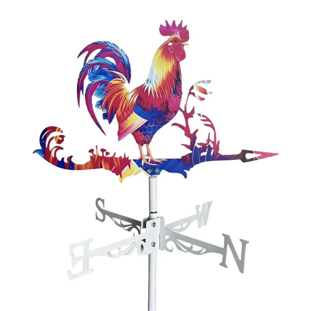 Rooster Weather Vane - Retro Metal Wind Direction Indicator for Roof & Garden Decor | Weathervanes & Yard Wind Spinners