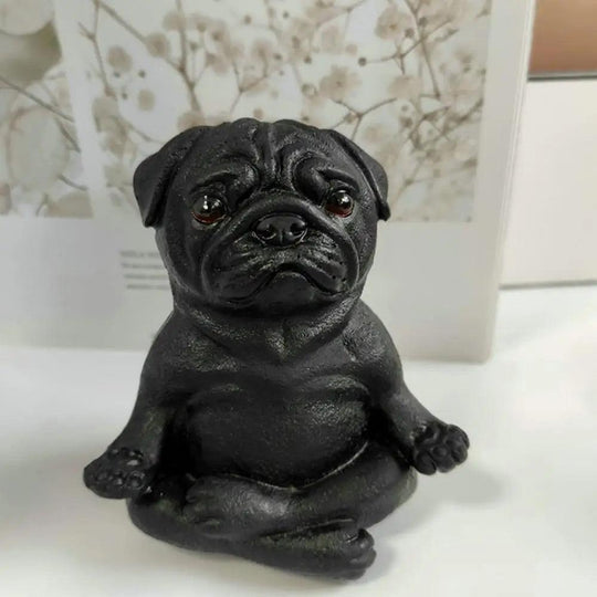 Resin Pug Dog Garden Statue - Meditating Pug Outdoor Statue for Lawn and Garden Decor Figurine