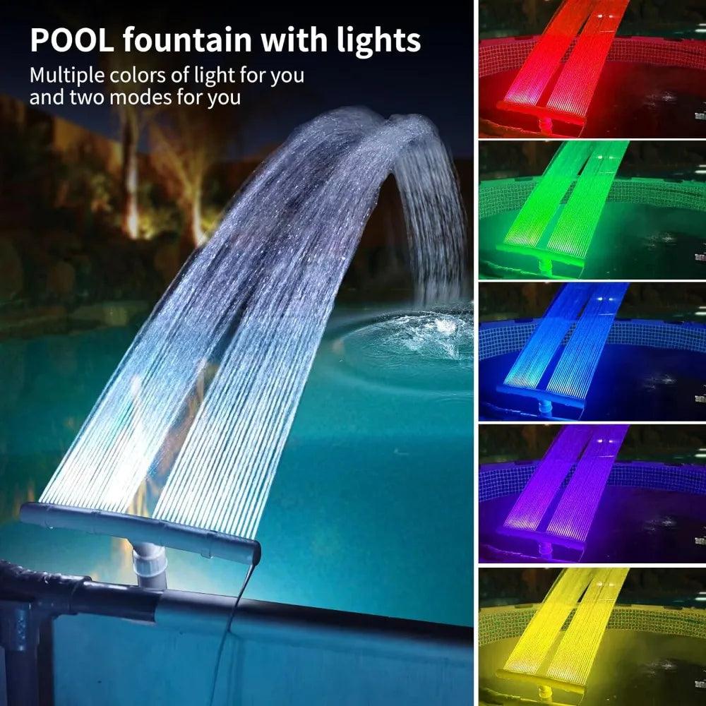 Pool Fountains and Water Features | 360° Adjustable 12-Color LED Solar Lights | Remote Control Powerful Spray System for Pools