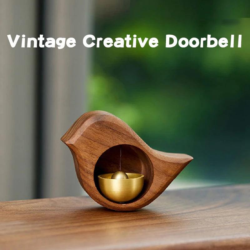 Wooden Wind Chimes Doorbell - Decorative Wood and Brass Bell for Door Opening, Japanese Porch Reminder, Outdoor Wind Chime