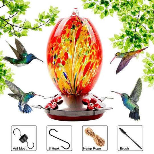 Best Glass Hummingbird Feeder – Hand-blown, Colorful Feeder for Windows, Outdoor, and Unique Hummingbird Feeding