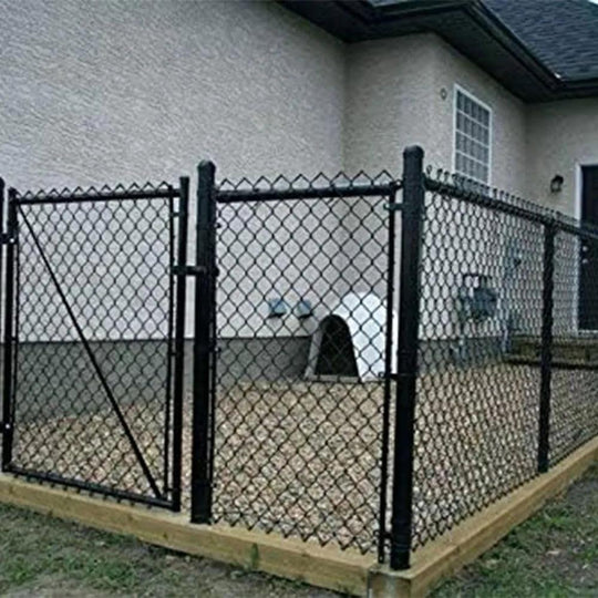 Black Chain Link Fence Kit - Adjustable 6-Foot Fence Panels | Durable, Anti-Sag, Secure Fencing Solution for Outdoor Spaces