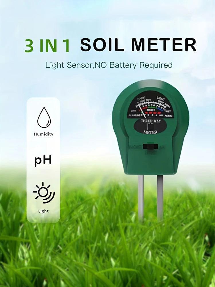 1 PC Digital 3-in-1 Soil pH Meter, Moisture Monitor & Temperature Sunlight Tester – Accurate Soil pH Testing & Measurement