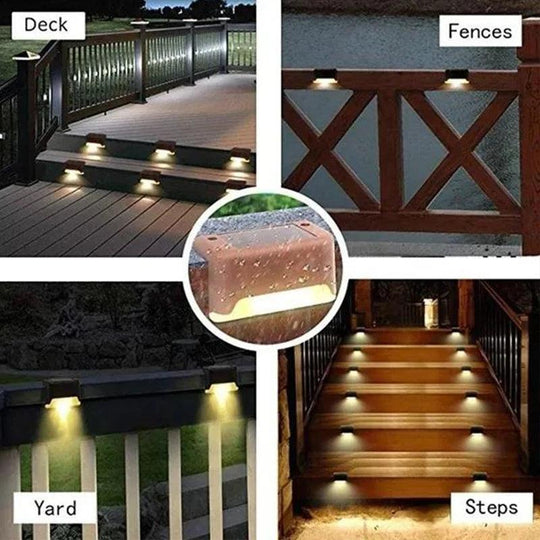 12/8/4-Pack Solar Step Lights Outdoor Waterproof LED Deck and Stair Lighting for Pathway, Garden, and Patio