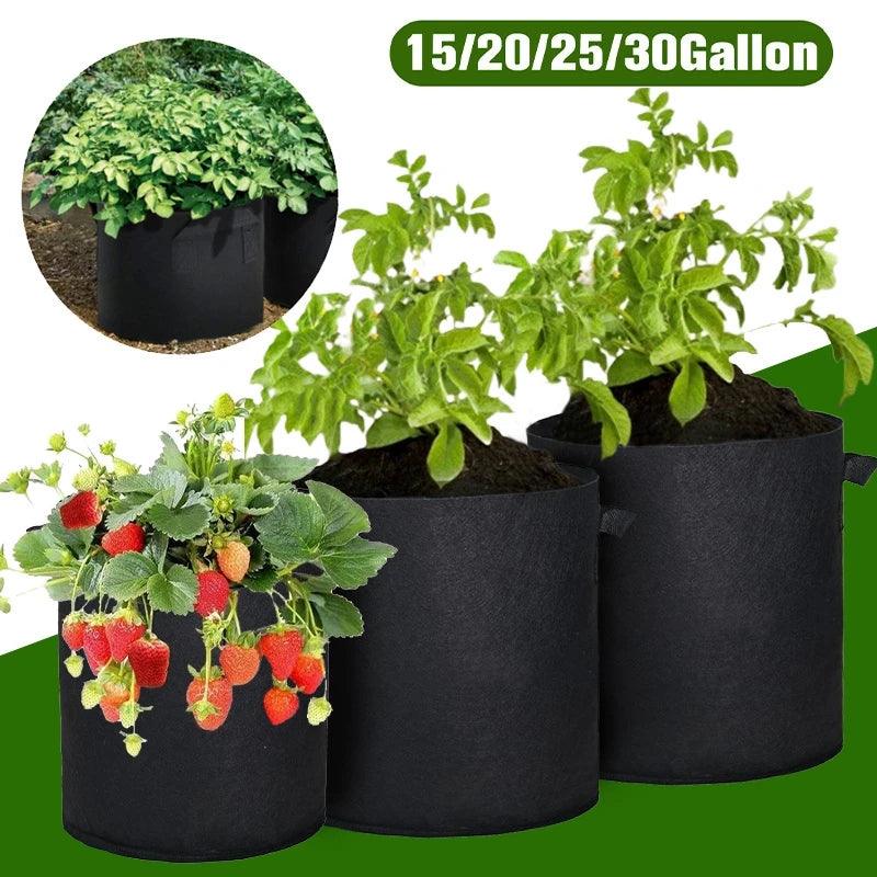 5PCS Reusable Felt Grow Bags | 3/4/5/7 Gallon Fabric Planters for Vegetables, Tomatoes, and Potatoes