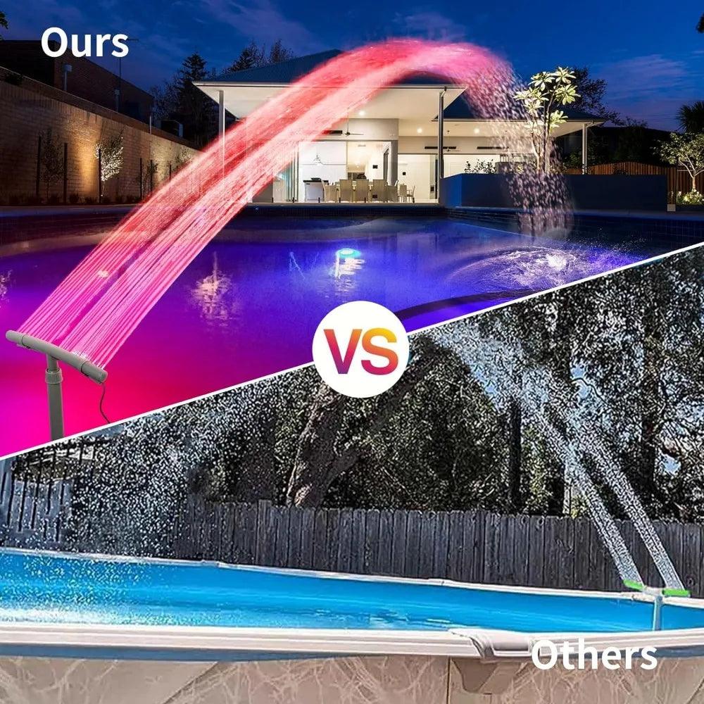 Pool Fountains and Water Features | 360° Adjustable 12-Color LED Solar Lights | Remote Control Powerful Spray System for Pools