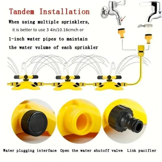 360 Degree Automatic Rotating Garden Water Sprinkler for Lawn, Large Area Irrigation Water Sprayer for Garden, Yard, and Grass