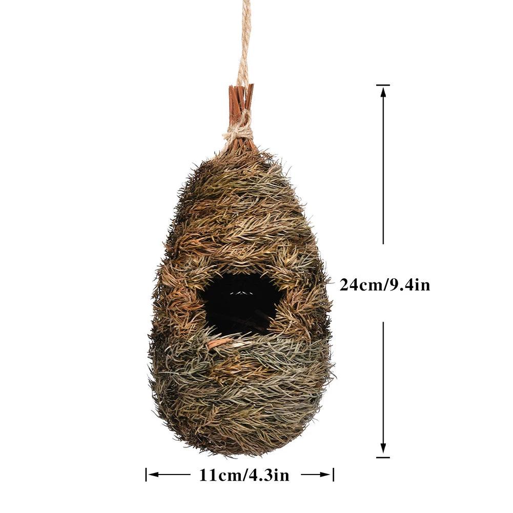 Hand Woven Gourd Birdhouse Kit with Hanging Rope Entrance, Unique Pine Needle Birdhouse for Outdoor Garden Decor - Bird House Gourds for Hummingbirds