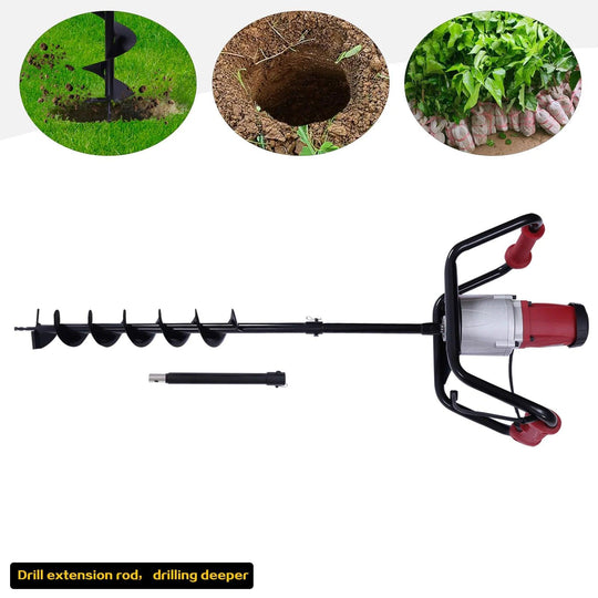 Electric Post Hole Digger, 1500W Auger Machine for Efficient Fence Hole Digging, Corrosion Resistant - Max 12" Auger Post Hole Digging Tool