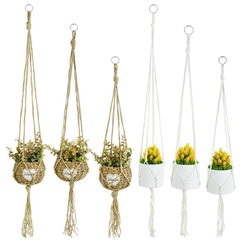 Indoor Wall Planters - Hanging Flower Pots, Vertical Garden Planters, Wall-Mounted Macrame Plant Hangers for Home and Garden Decor