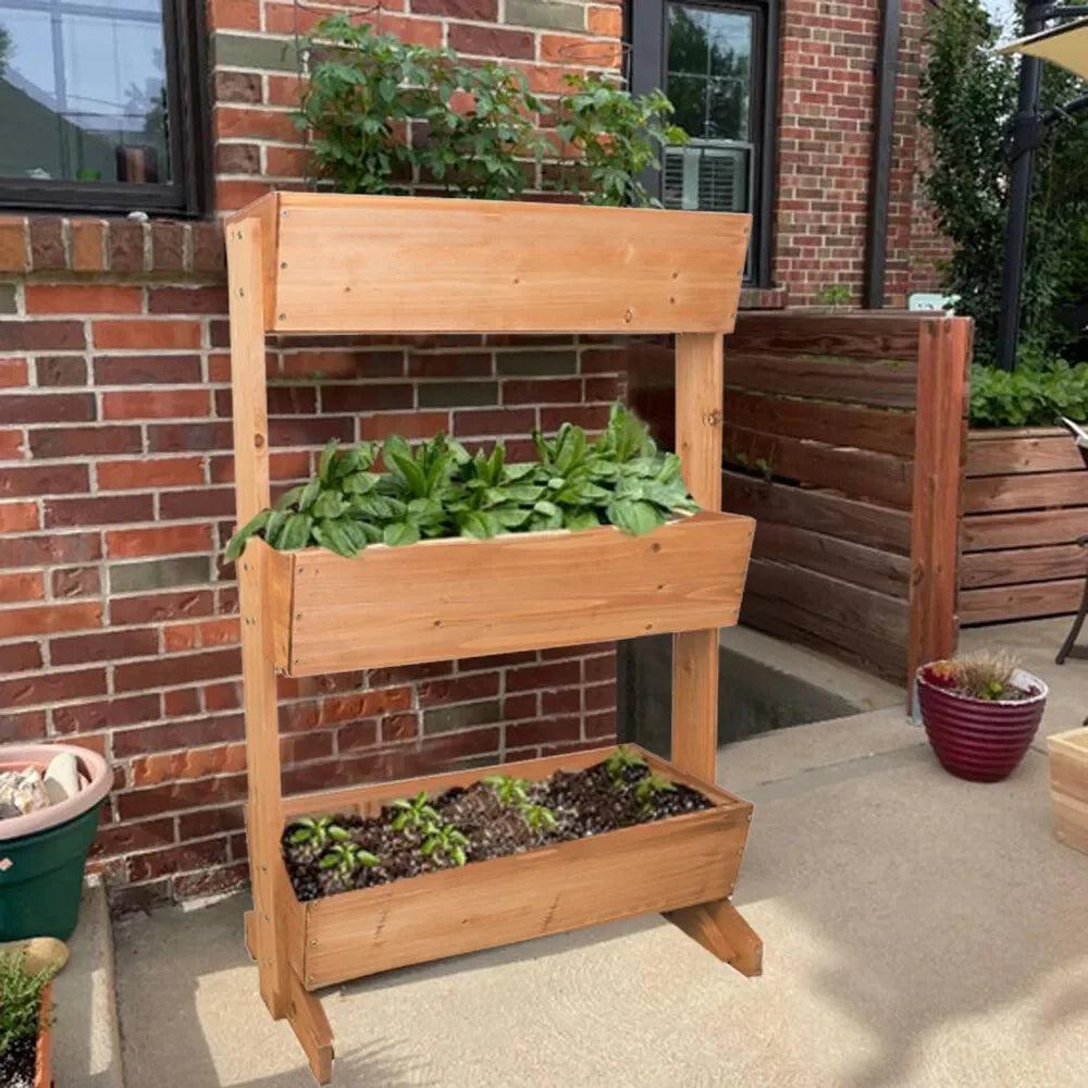 3/4 Tier Vertical Cedar Raised Garden Bed - Elevated Planter Box for Herbs, Vegetables, and Flowers