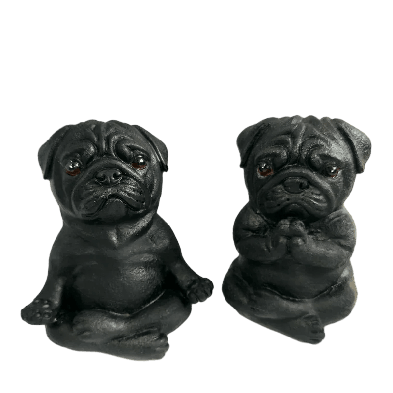 Resin Pug Dog Garden Statue Figurine - Meditating Zen Yoga Pug Outdoor Statue for Lawn & Patio